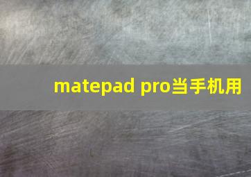 matepad pro当手机用